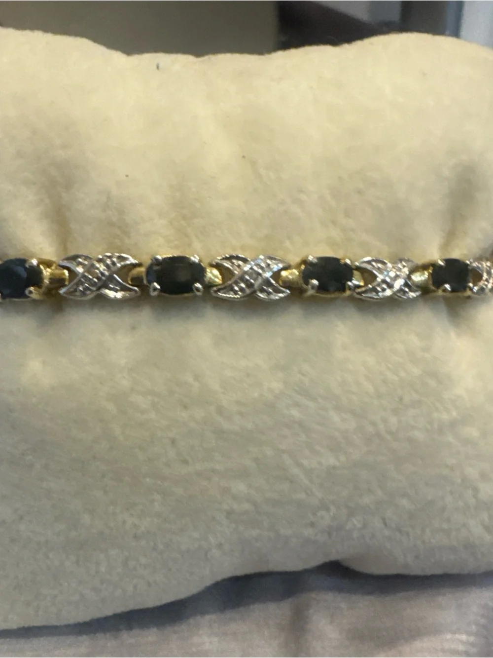 Sterling silver gold tone Sapphire Link Bracelet‎ - Elegant Women’s Jewelry